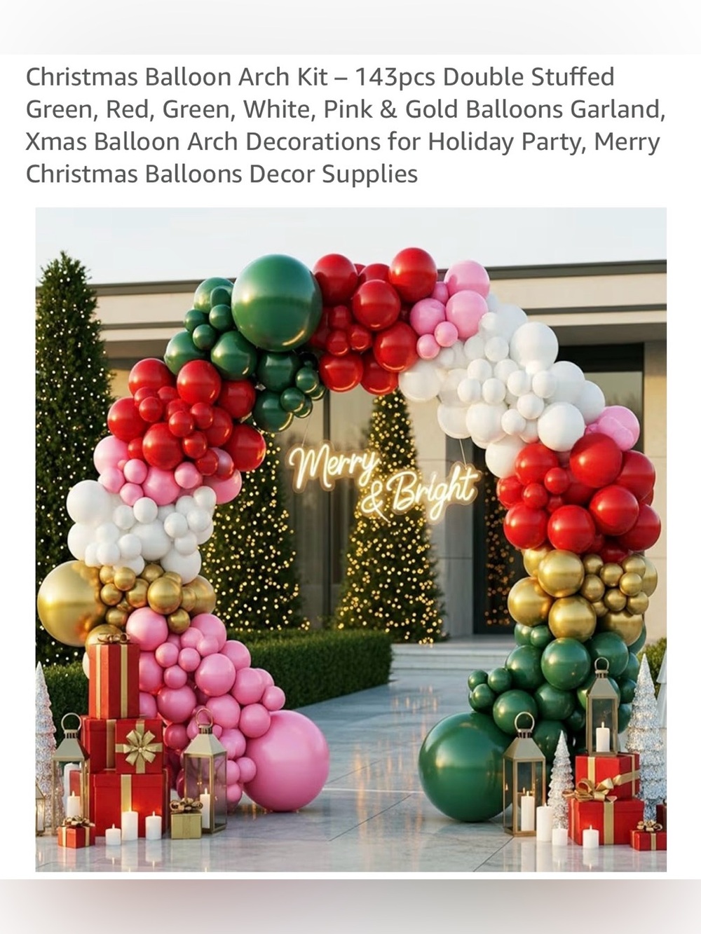 Pink Christmas Balloon Garland Arch Kit